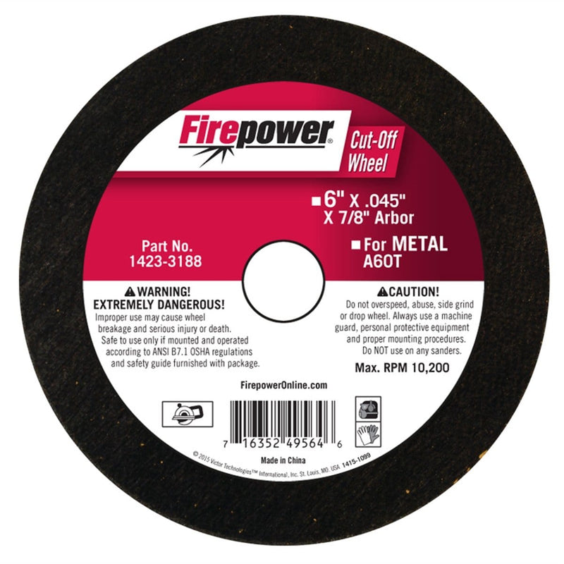 Firepower 1423-3188 Cut-Off Wheel, 6"X .045" X 7/8" - Pelican Power Tool