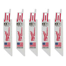 Milwaukee 48-00-5183 5-Pk Of 4v¢‚Ç¨ 18 Tpi Medium Metal Cutting Sawzall Recip Saw Blades - Pelican Power Tool