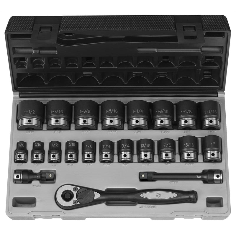 Grey Pneumatic 82222 1/2" Dr. 22pc Fractional Duo-Socket Set - 12 Point - Pelican Power Tool