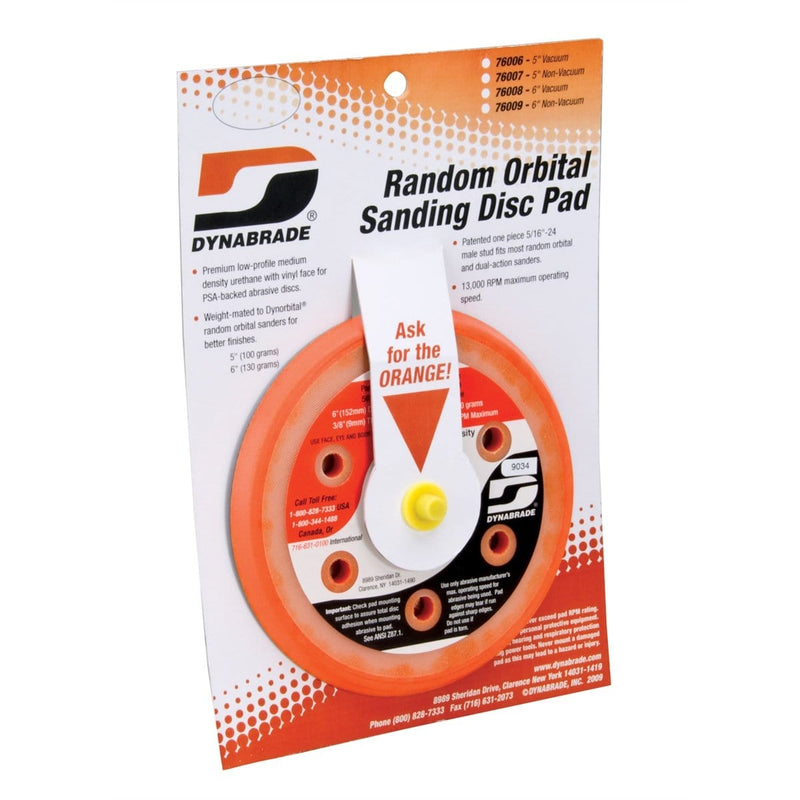 Dynabrade 76008 6" Vacuum Orbital Sanding Pad (On Hanger Card) - Pelican Power Tool