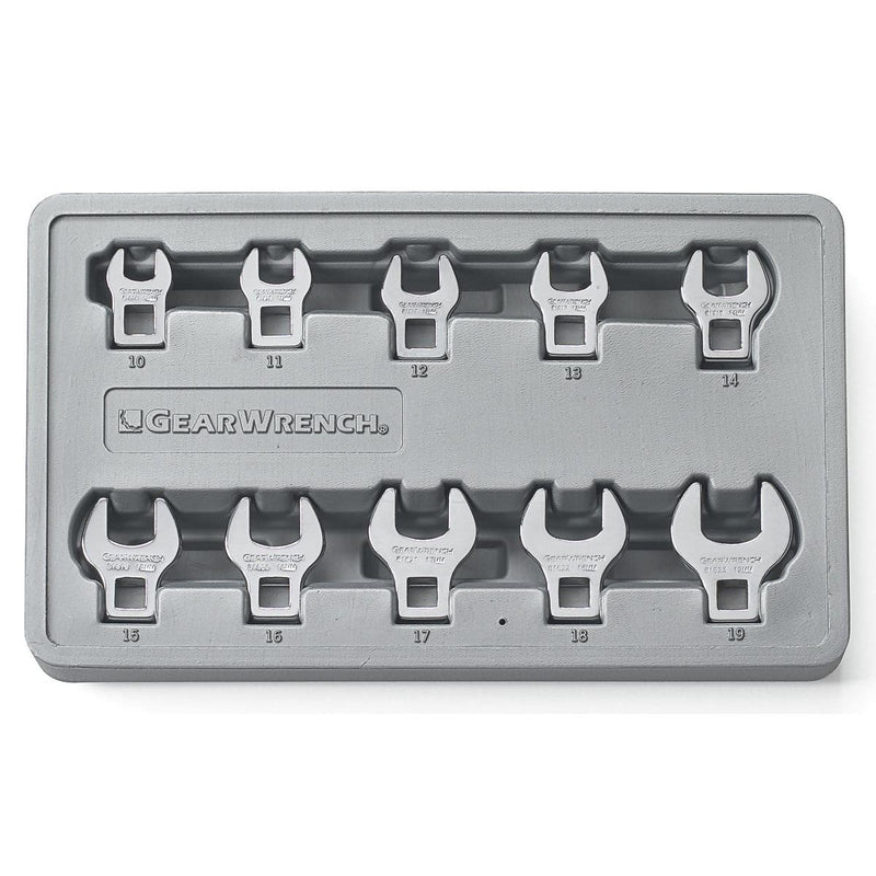 GearWrench 81909 10Pc Metric Crowfoot Wrench Set 10Mm-19Mm - Pelican Power Tool