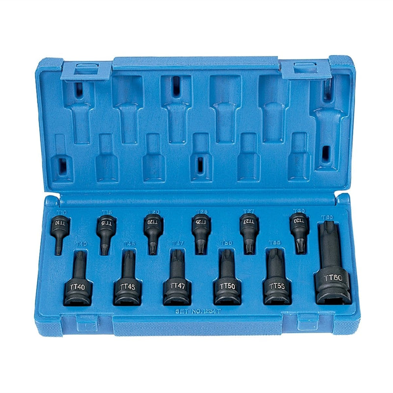 Grey Pneumatic 1235TT 12 Pc. 1/4", 3/8", 1/2" Tamper-Proof Star Driver Set - Pelican Power Tool