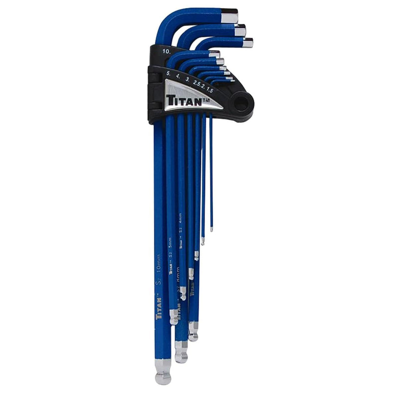 Titan 12714 9Pc Xtra Long Arm Ball End Hex Key Set (Metric) - Pelican Power Tool