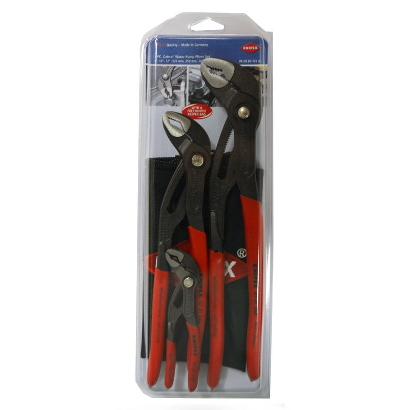 Knipex 9K 00 80 122 US 3Pc Cobra W/Keeper (87 01 125, 87 01 250, 87 01 30 - Pelican Power Tool