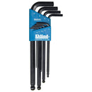 Eklind Tool Company 13609 Hex Key Set 9 Pc Ball End Metri Lng 1.5-10Mm - Pelican Power Tool