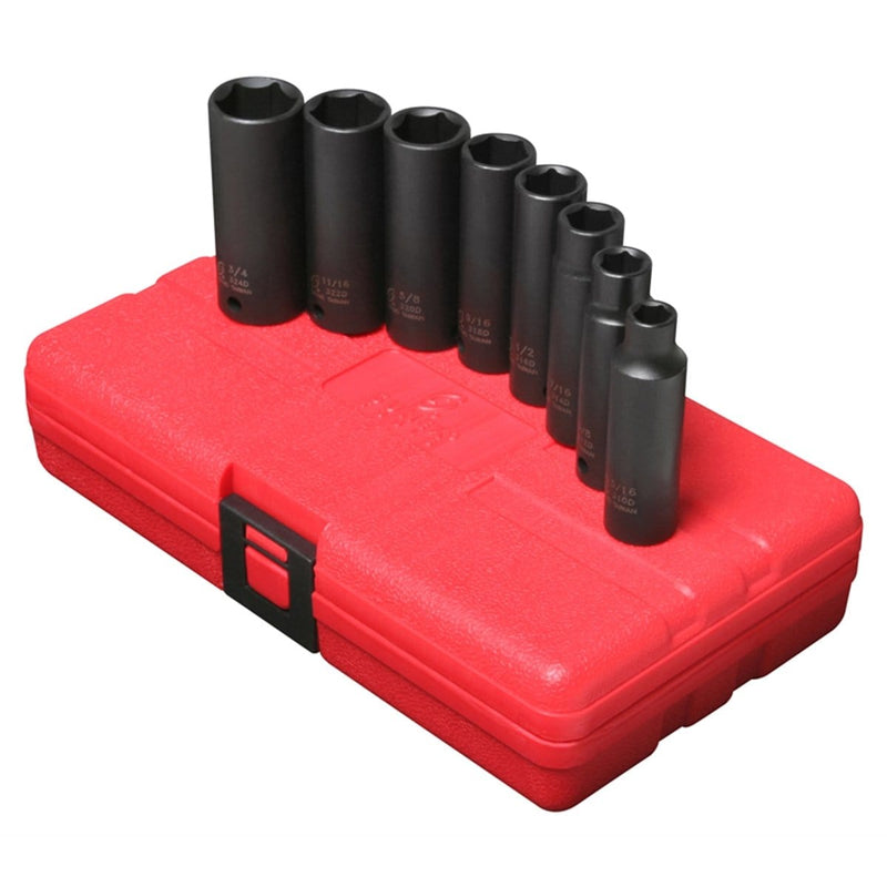 Sunex 3652 Socket Set Impact 3/8In. Drive 8Pc Deep Sae 6 Pnt - Pelican Power Tool