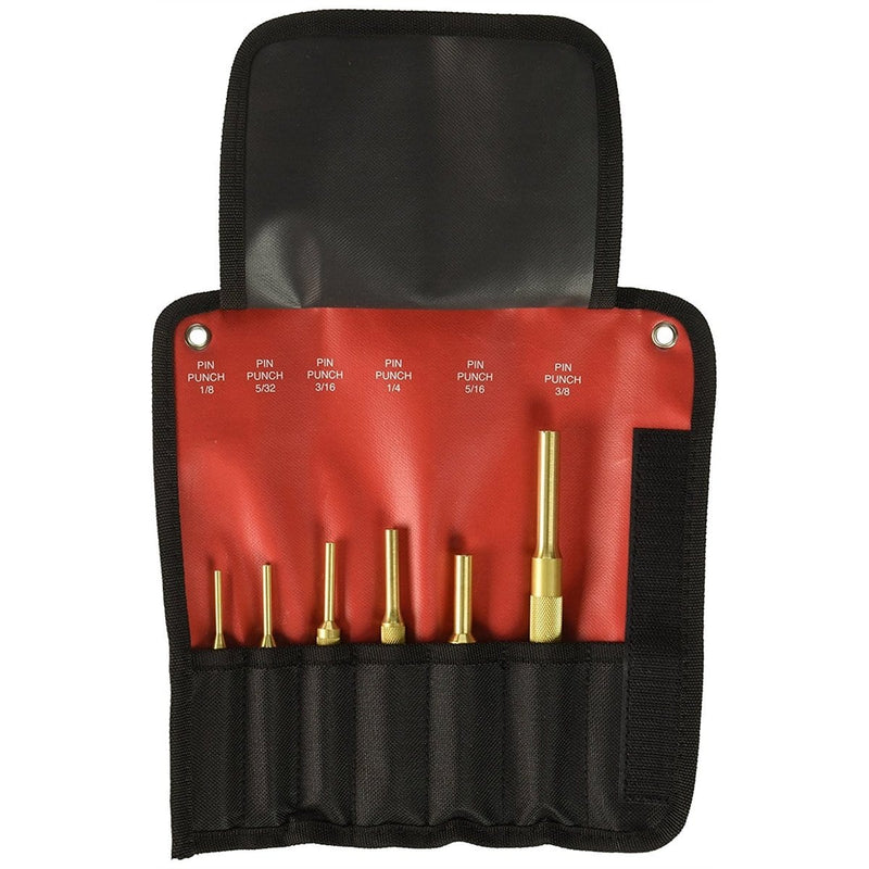 Mayhew 67007 6-Pc Brass Pin Punch Set (Inch) - Pelican Power Tool