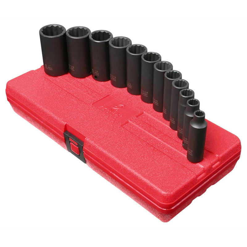 Sunex 3680 Soc Set Dp Imp 12Pt 3/8Dr 12Pc Sae - Pelican Power Tool