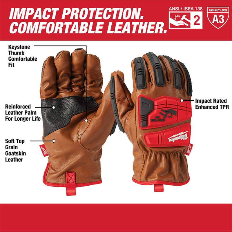 Milwaukee 48-22-8773 Impact Cut Level 3 Goatskin Leather Gloves Xl - Pelican Power Tool