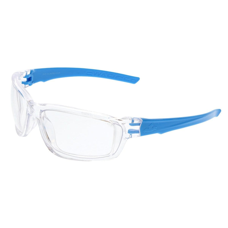 MCR Safety SR310 Clear Safety Glasses Clear Lenses Aqua Blue Temp - Pelican Power Tool