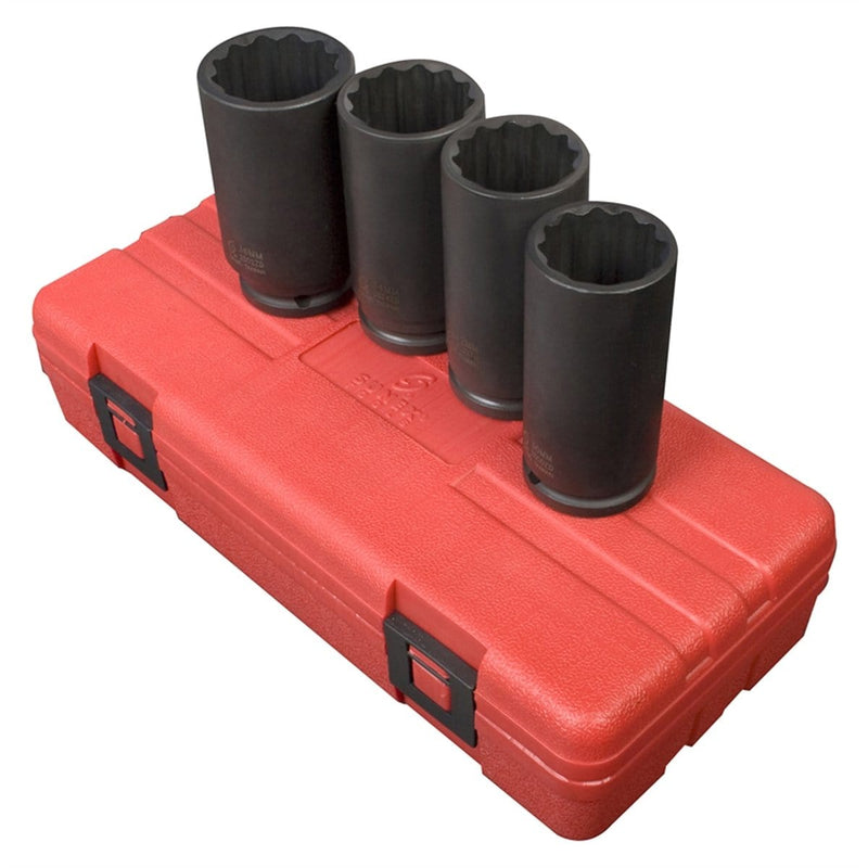 Sunex 2837 4Pc 1/2" Dr 12 Point Spindle Nut Socket Set - Pelican Power Tool