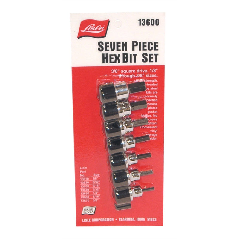 Lisle 13600 Socket Hex Bit Set 3/8In. Dr 7Pc Sae 1/8 To 3/8In - Pelican Power Tool