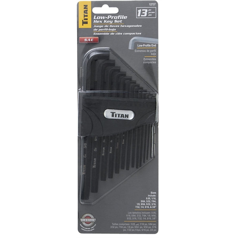 Titan 12737 13-Pc Sae Low Profile Hex Key Set - Pelican Power Tool